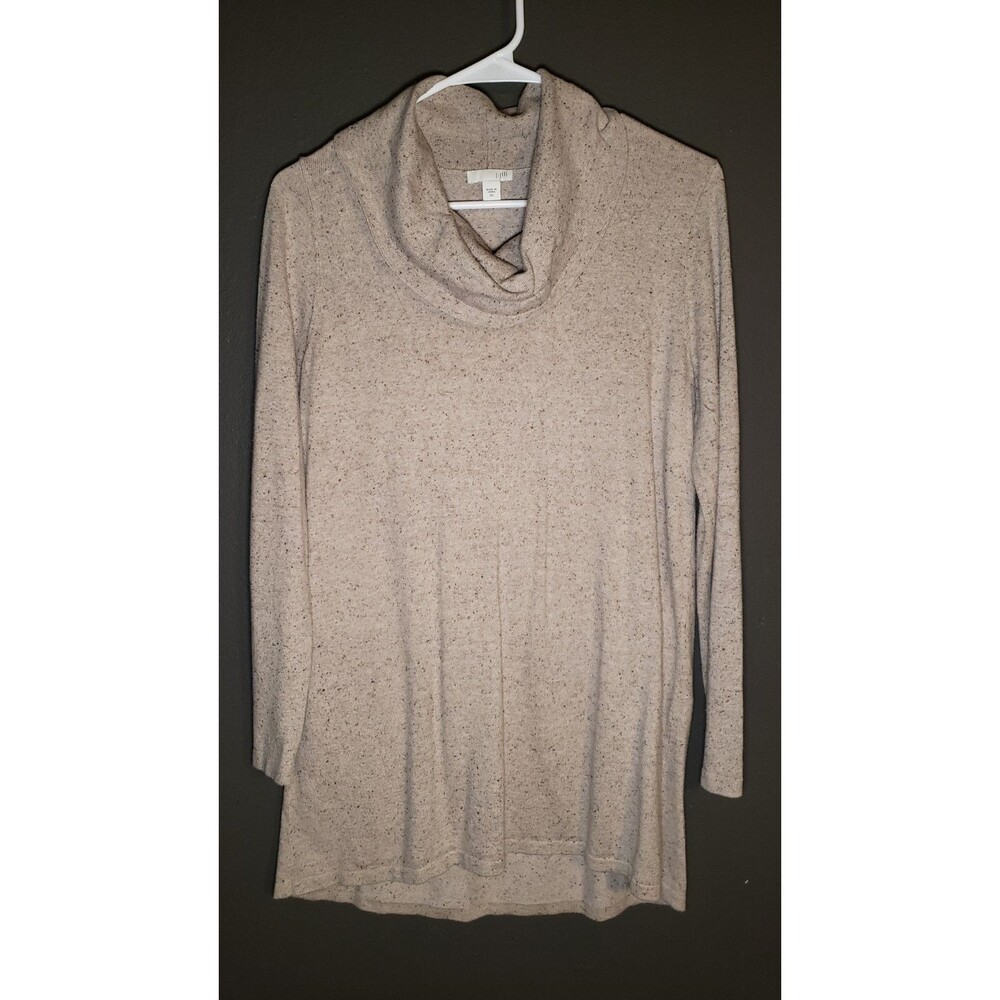 J. Jill Women's XS Cotton Modal Silk Speckled Cream Color Turtleneck Long Sleeve